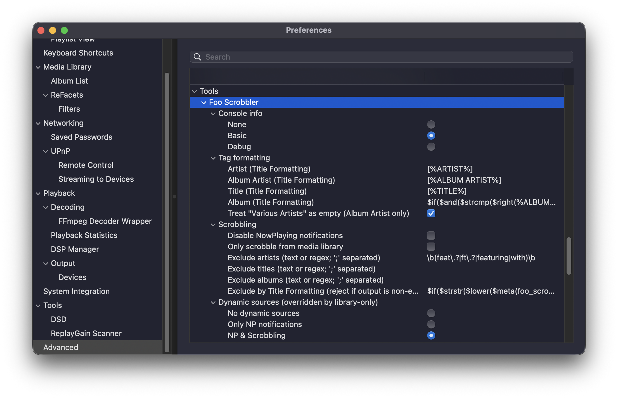 Foo Scrobbler screenshot